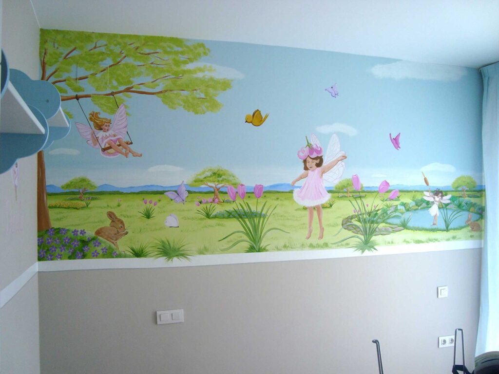  Mural Hadas de las flores para dormitorio de niña